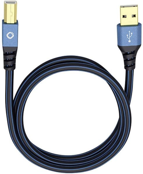 Oehlbach USB-Kabel USB 2.0 USB-A Stecker, USB-B Stecker 10.00 m Blau vergoldete Steckkontakte 9346