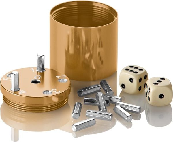 Produktbild: Piatnik 3002 - SUPER SIX Travel Alu, Gold, Premium, 5+&Oslash;5cm, Reisespiel
