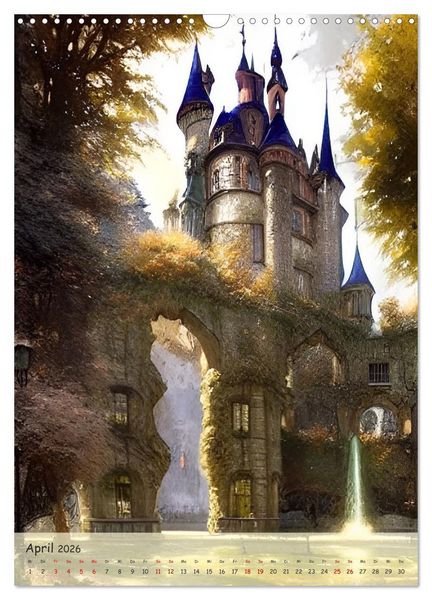 Produktbild: M&auml;rchenhafte Schl&ouml;sser - In den Jahreszeiten - Digitalart (Wandkalender 2026 DIN A3 hoch), CALVENDO Monatskalender