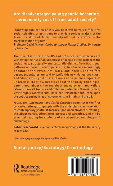 Produktbild: Youth, The `Underclass' and Social Exclusion