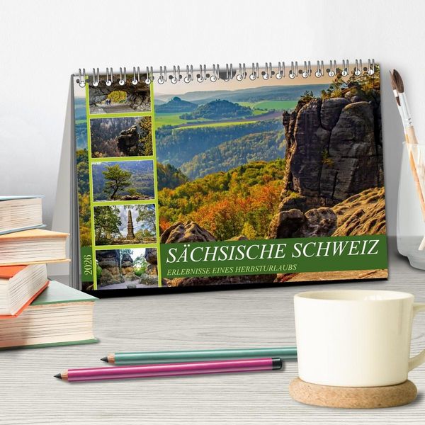 Produktbild: S&auml;chsische Schweiz - Erlebnisse eines Herbsturlaubs (Tischkalender 2026 DIN A5 quer), CALVENDO Monatskalender
