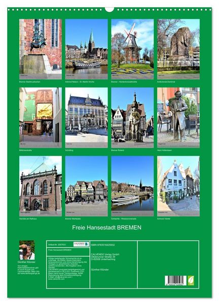 Produktbild: Freie Hansestadt BREMEN (Wandkalender 2026 DIN A2 hoch), CALVENDO Monatskalender