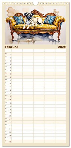 Produktbild: Familienplaner 2026 - Hundetr&auml;ume mit 5 Spalten (Wandkalender, 21 x 45 cm) CALVENDO