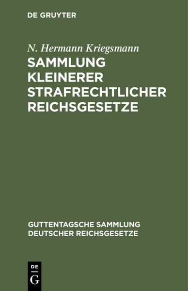 Produktbild: Sammlung kleinerer strafrechtlicher Reichsgesetze