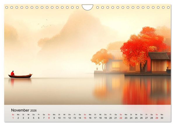 Produktbild: Japan. Eine k&uuml;nstlerische Reise im Aquarellstil (Wandkalender 2026 DIN A4 quer), CALVENDO Monatskalender