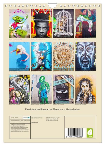 Produktbild: Faszinierende Streetart an Mauern und Hausw&auml;nden (Wandkalender 2026 DIN A4 hoch), CALVENDO Monatskalender