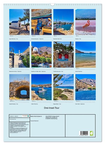 Produktbild: Drei-Insel-Tour (Wandkalender 2026 DIN A2 hoch), CALVENDO Monatskalender