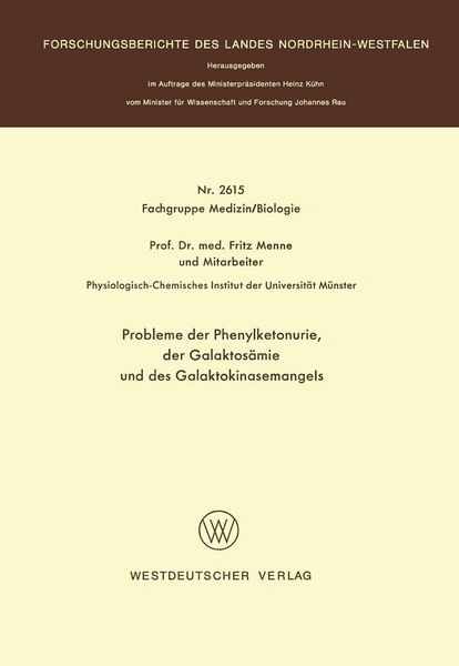 Produktbild: Probleme der Phenylketonurie, der Galaktos&auml;mie und des Galaktokinasemangels