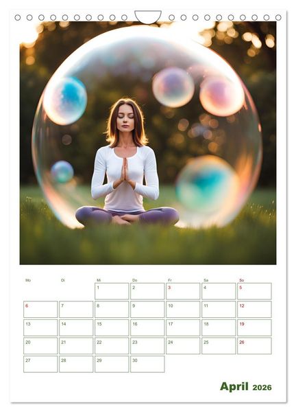 Produktbild: Yoga-Globetrotter: KI-Reisen in Seifenblasen. Ein Jahr der Harmonie an den sch&ouml;nsten Orten der Welt (Wandkalender 2026 DIN A4 hoch), CALVENDO Monatskalender