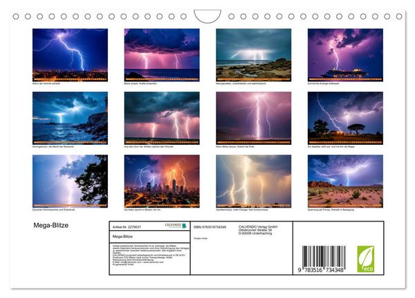 Produktbild: Mega-Blitze (Wandkalender 2026 DIN A4 quer), CALVENDO Monatskalender