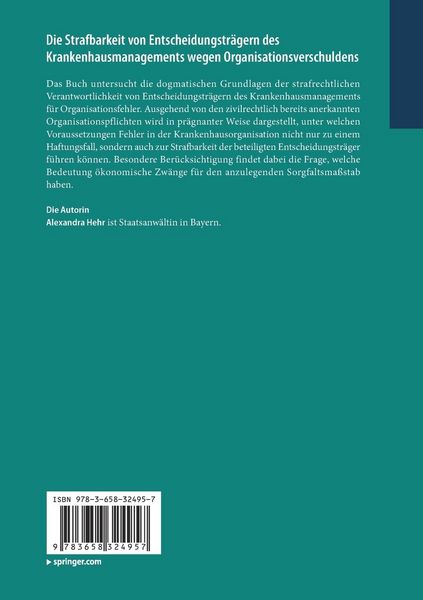 Produktbild: Die Strafbarkeit von Entscheidungstr&auml;gern des Krankenhausmanagements wegen Organisationsverschuldens