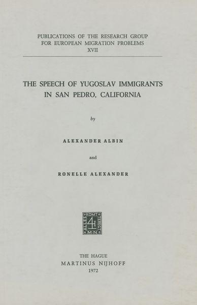 Produktbild: The Speech of Yugoslav Immigrants in San Pedro, California