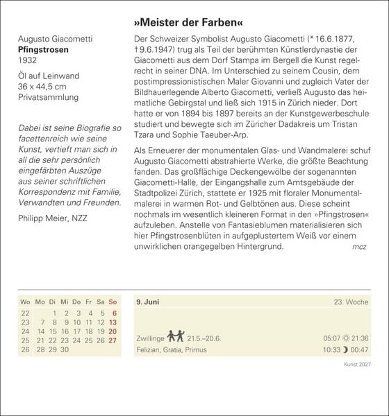 Produktbild: Kunst Tagesabrei&szlig;kalender 2027 - Kulturkalender - K&uuml;nstler, Werke, Museen