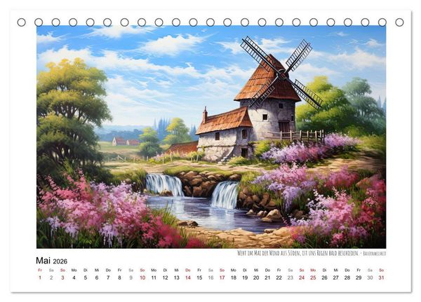 Produktbild: Windm&uuml;hlenzauber (Tischkalender 2026 DIN A5 quer), CALVENDO Monatskalender