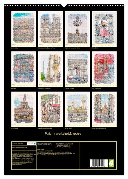 Produktbild: Paris - malerische Metropole (hochwertiger Premium Wandkalender 2026 DIN A2 hoch), Kunstdruck in Hochglanz