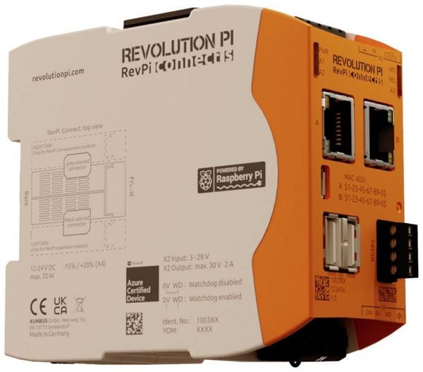 Produktbild: Revolution Pi by Kunbus RevPi Connect S 8GB PR100362 SPS-Erweiterungsmodul 24 V/DC