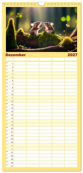 Produktbild: Familienplaner 2027 - Putzige Tierwelt - gemeinsam die Welt entdecken mit 5 Spalten (Wandkalender, 21 x 45 cm) CALVENDO