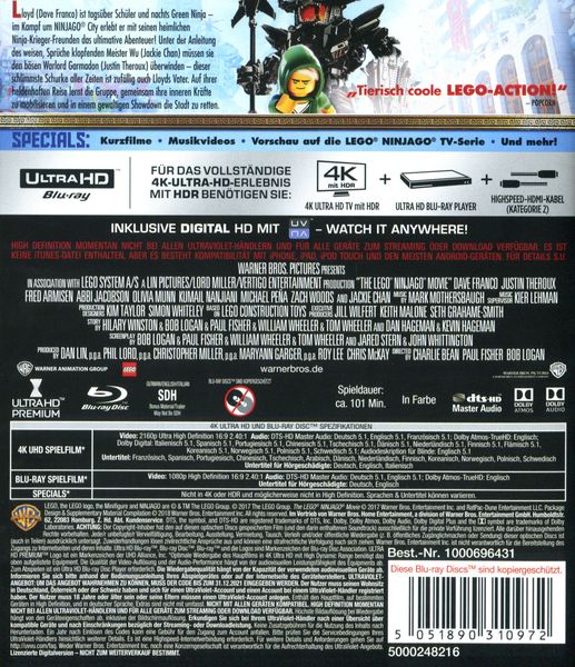 The Lego Ninjago Movie  (4K Ultra HD) (+ Blu-ray)