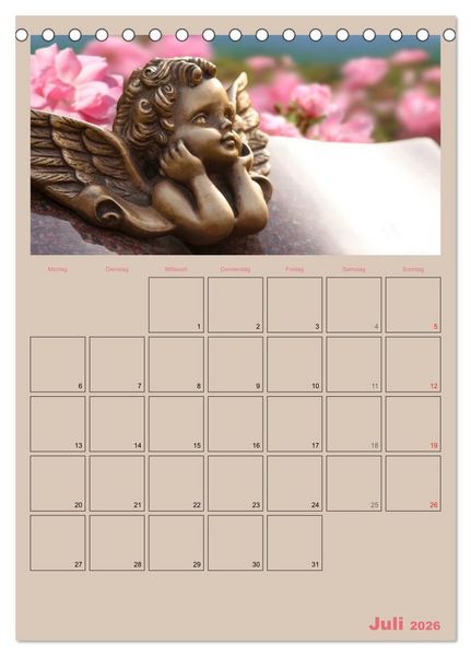 Produktbild: Monatsplaber f&uuml;r flei&szlig;ige Engel (Tischkalender 2026 DIN A5 hoch), CALVENDO Monatskalender