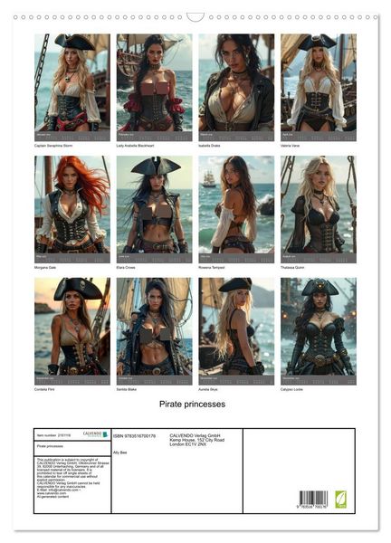 Produktbild: Pirate princesses (Wall Calendar 2026 DIN A2 portrait), CALVENDO 12 Month Wall Calendar