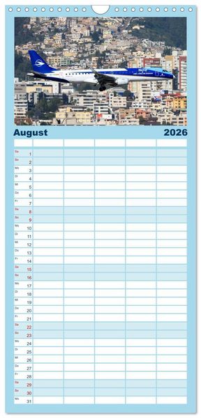 Produktbild: Familienplaner 2026 - Faszination Fliegerei mit 5 Spalten (Wandkalender, 21 x 45 cm) CALVENDO