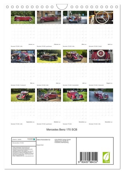 Produktbild: Mercedes Benz 170 SCB (Wandkalender 2025 DIN A4 hoch), CALVENDO Monatskalender