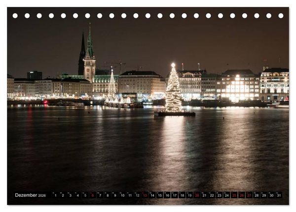 Produktbild: Mein Hamburg - Am sch&ouml;nsten bei Nacht (Tischkalender 2026 DIN A5 quer), CALVENDO Monatskalender