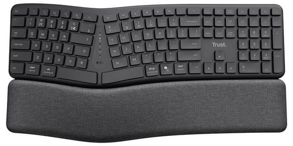 Trust Keyra ERGO Wireless Multi Keyboard DE Bluetooth , Kabellos Tastatur Ergonomisch Deutsch, QWERTZ Schwarz