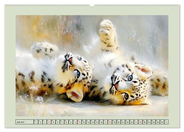 Produktbild: Schneeleoparden. Babys in der leuchtenden Natur (hochwertiger Premium Wandkalender 2027 DIN A2 quer), Kunstdruck in Hochglanz