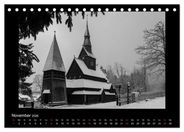 Produktbild: Harz-Bilder in monochrome (Tischkalender 2026 DIN A5 quer), CALVENDO Monatskalender