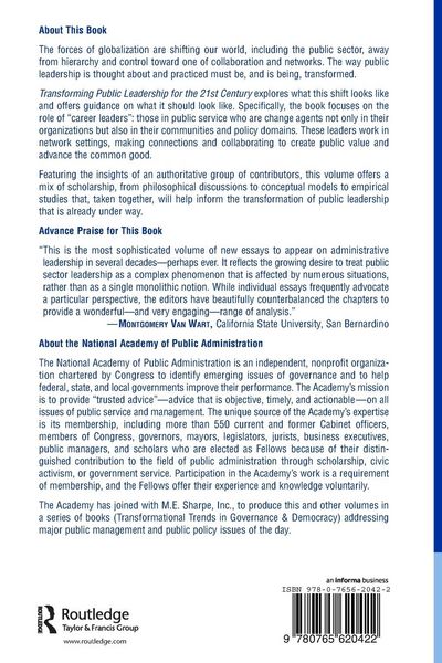Produktbild: Transforming Public Leadership for the 21st Century