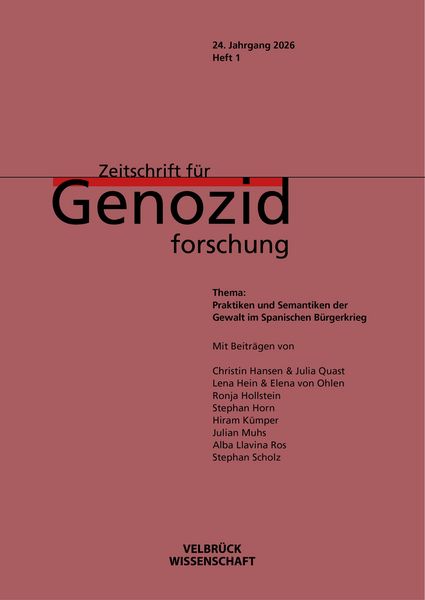 Produktbild: Zeitschrift f&uuml;r Genozidforschung, 24. Jahrgang 2026, Heft 1