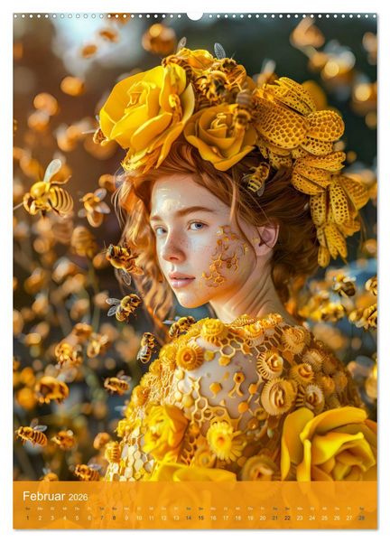 Produktbild: Bienenk&ouml;nigin - Goldene Harmonie von Sch&ouml;nheit, Honig und Bienen (Wandkalender 2026 DIN A2 hoch), CALVENDO Monatskalender