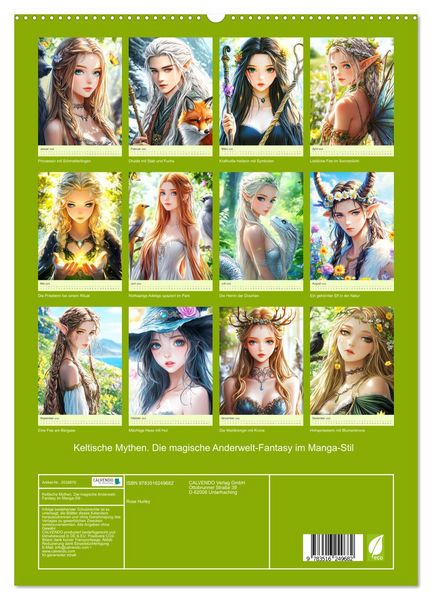 Produktbild: Keltische Mythen. Die magische Anderwelt-Fantasy im Manga-Stil (hochwertiger Premium Wandkalender 2026 DIN A2 hoch), Kunstdruck in Hochglanz