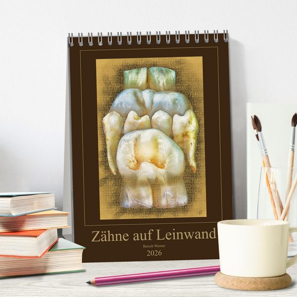 Produktbild: Z&auml;hne auf Leinwand (Tischkalender 2026 DIN A5 hoch), CALVENDO Monatskalender