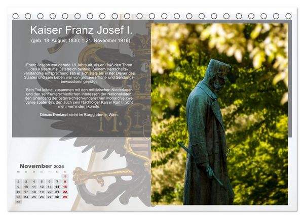 Produktbild: Auf den Spuren der Habsburger (Tischkalender 2026 DIN A5 quer), CALVENDO Monatskalender