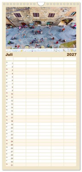 Produktbild: Familienplaner 2027 - San Gimignano, die Stadt der T&uuml;rme mit 5 Spalten (Wandkalender, 21 x 45 cm) CALVENDO