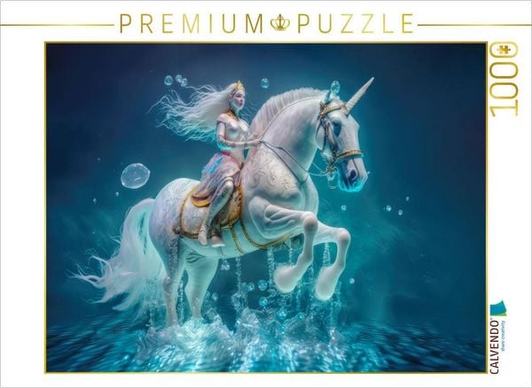 Produktbild: CALVENDO Puzzle Einhorn mit K&uuml;nstler | 1000 Teile Lege-Gr&ouml;&szlig;e 64x48cm Foto-Puzzle f&uuml;r gl&uuml;ckliche Stunden