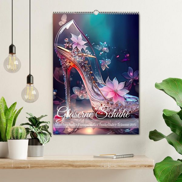 Produktbild: Gl&auml;serne Schuhe - M&auml;rchenhafte Pumps voller funkelnder Tr&auml;ume (Wandkalender 2026 DIN A2 hoch), CALVENDO Monatskalender