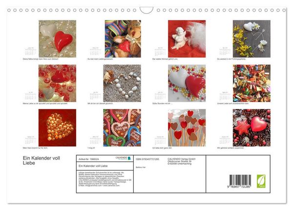 Produktbild: Ein Kalender voll Liebe (Wandkalender 2026 DIN A3 quer), CALVENDO Monatskalender