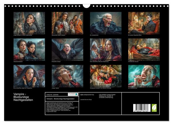 Produktbild: Vampire - Blutdurstige Nachtgestalten (Wandkalender 2027 DIN A3 quer), CALVENDO Monatskalender