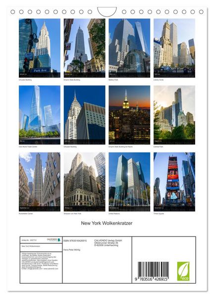 Produktbild: New York Wolkenkratzer (Wandkalender 2026 DIN A4 hoch), CALVENDO Monatskalender