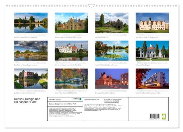 Produktbild: Dessau Design und ein sch&ouml;ner Park (Wandkalender 2026 DIN A2 quer), CALVENDO Monatskalender