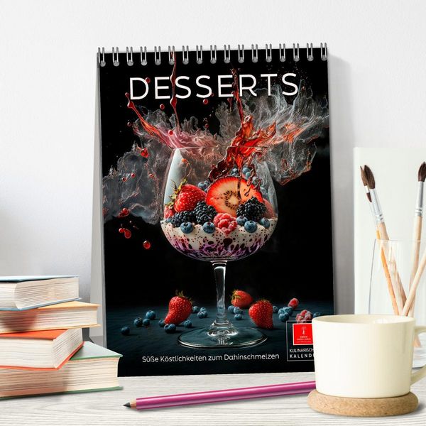 Produktbild: Desserts - S&uuml;&szlig;e K&ouml;stlichkeiten zum Dahinschmelzen (Tischkalender 2026 DIN A5 hoch), CALVENDO Monatskalender