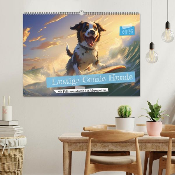 Produktbild: Lustige Comic Hunde (Wandkalender 2026 DIN A2 quer), CALVENDO Monatskalender