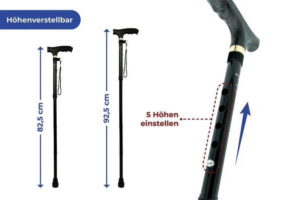 Produktbild: Gehstock faltbar mit LED, 30 x 14 x 3,5 cm