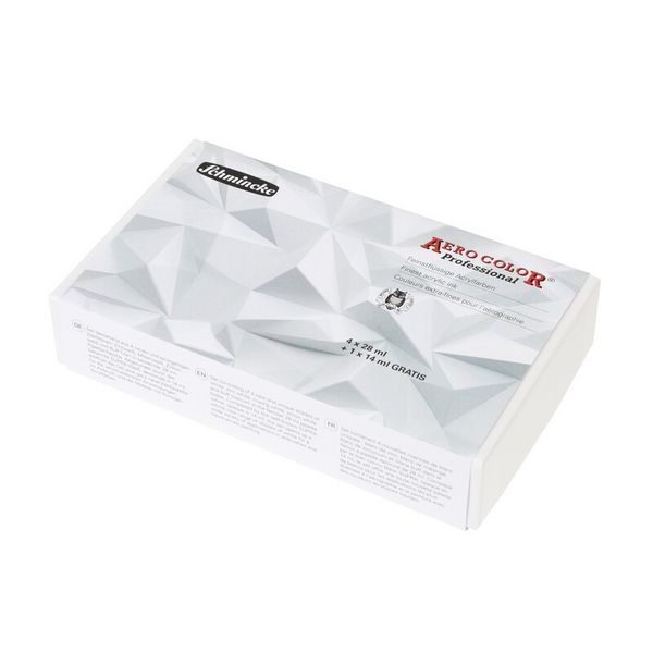 Produktbild: Schmincke AEROCOLOR Kartonset, 4 x 28 ml + 1 x 14 ml Wei&szlig;