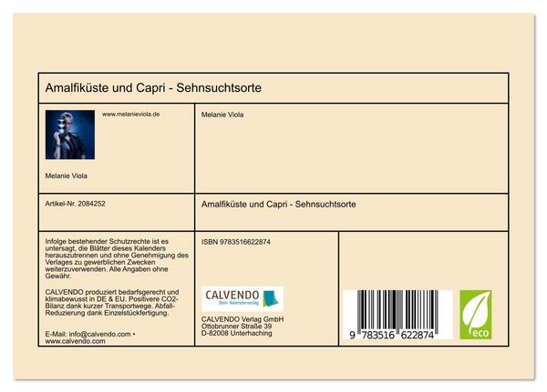 Produktbild: Amalfik&uuml;ste und Capri - Sehnsuchtsorte (Tischkalender 2026 DIN A5 quer), CALVENDO Monatskalender