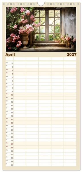 Produktbild: Familienplaner 2027 - Aus dem Fenster geblickt mit 5 Spalten (Wandkalender, 21 x 45 cm) CALVENDO