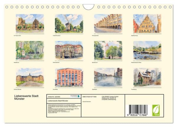 Produktbild: Liebenswerte Stadt M&uuml;nster (Wandkalender 2026 DIN A4 quer), CALVENDO Monatskalender